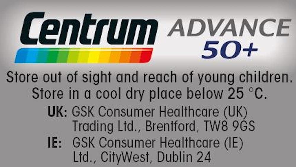 Centrum Advance 50+ Multivitamin & Mineral Tablets, 24 essential nutrients including Vitamin D, Complete Multivitamin Tablets, 100 tablets