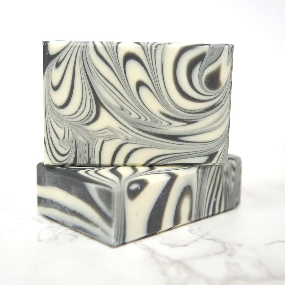 Vegan Peppermint Swirl Organic Soap + Dish Set