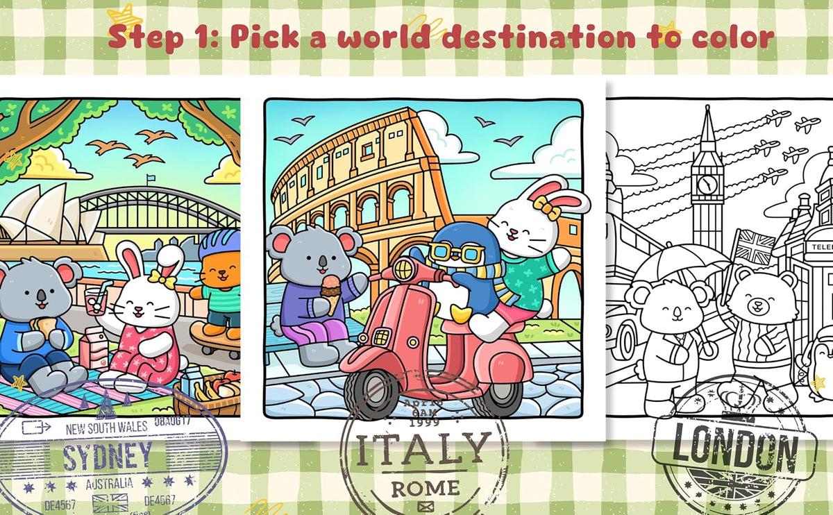 Snuggly Friends: Traveling the World (A Cozy & Comfy Colouring book)